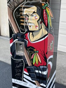 Blackhawks Locker with Team Signatures